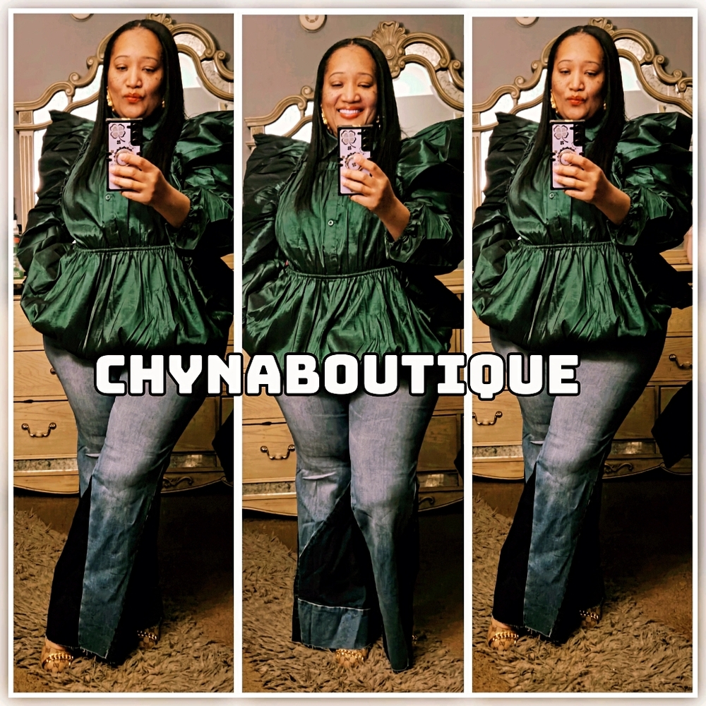Stylish Green Satin Blouse